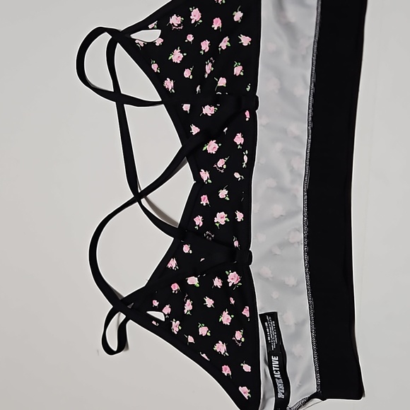 Pink Active Lightly Lined Pull Over Floral Sports Bra Size L-DD  #W-775 - Picture 7 of 9